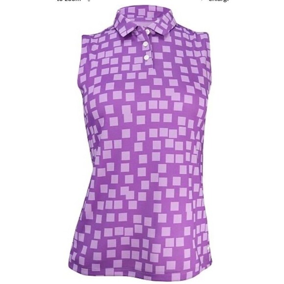 NIKE Women's Dri-FIT Grid Print Sleeveless Golf Shirt Medium Purple NEW Active - Picture 3 of 13
